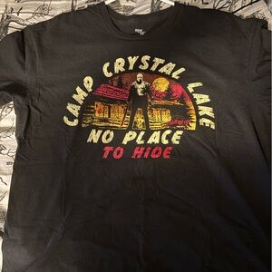 Camp Crystal Lake 'No Place to Hide' Short Sleeve Graphic Tee - Black